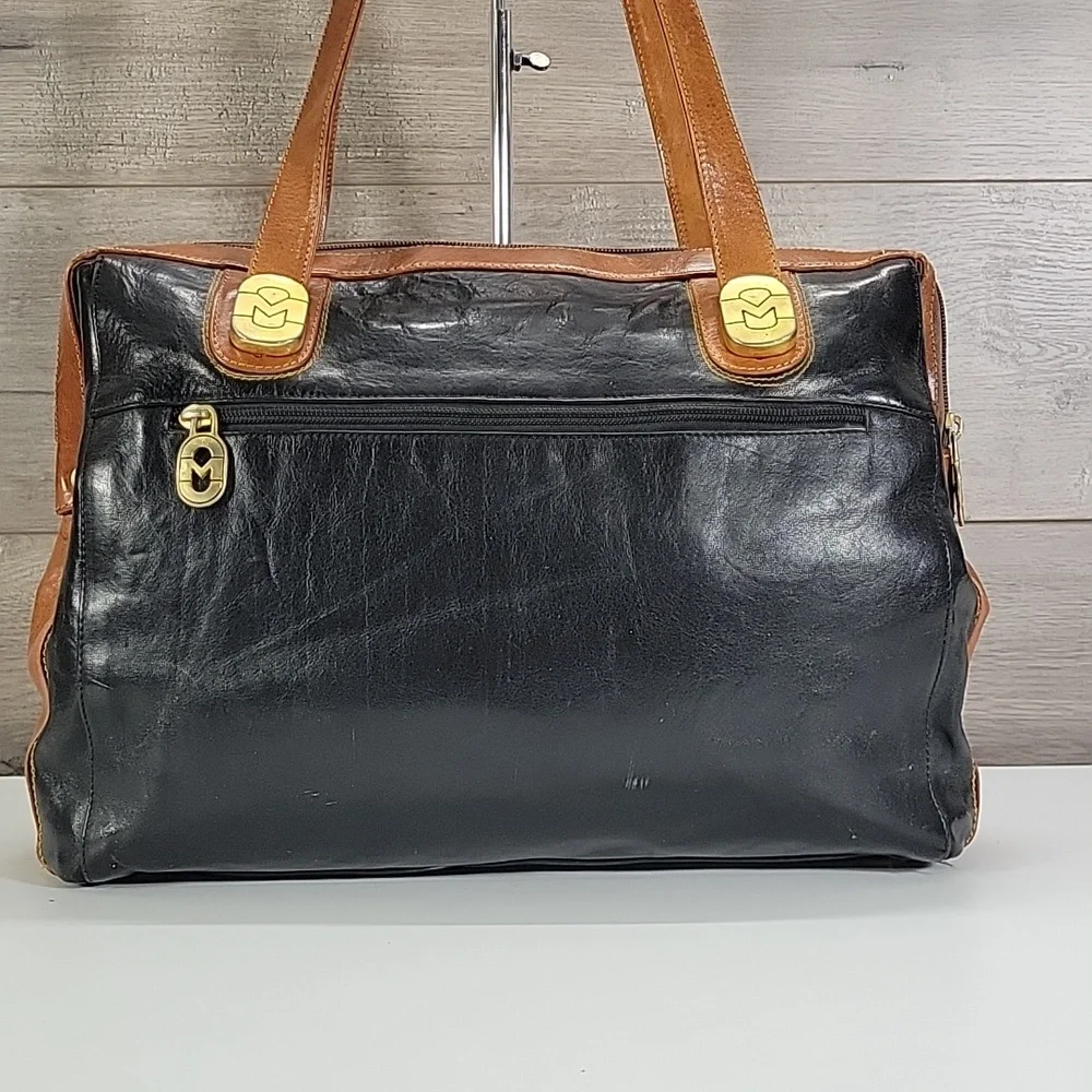 Vintage Marino Orlandi Black/Brown Large Leather Bag